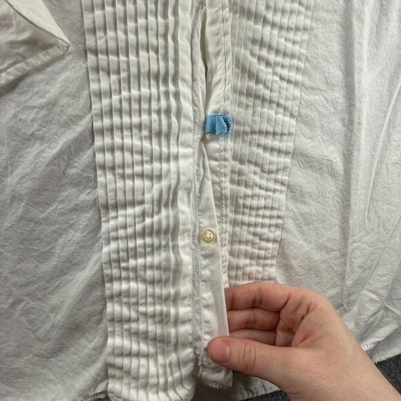 Gitman Bros Formal French Cuff Cotton Point 17.5 34 White Solid Button Up Shirt - Picture 9 of 14